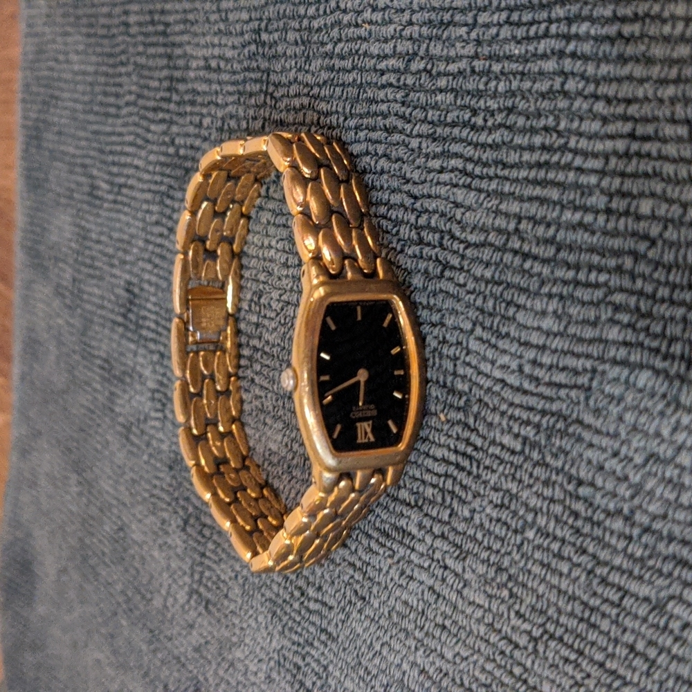 Seiko Women's Watch with Gold Tone and Black Dial